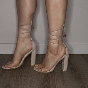 Light Pink Clear Strap Wrap‑Around Heels